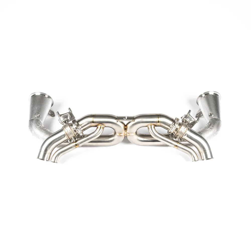 JCR | Porsche 992 CARRERA / TURBO TITANIUM RACE PIPE (VALVED / HEAT SHIELDED CAT DELETES)