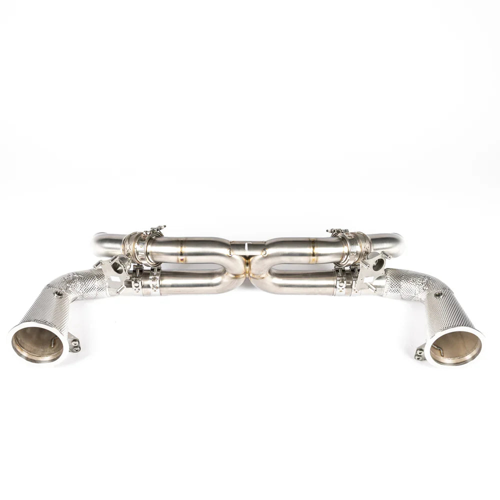 JCR | Porsche 992 CARRERA / TURBO TITANIUM RACE PIPE (VALVED / HEAT SHIELDED CAT DELETES)