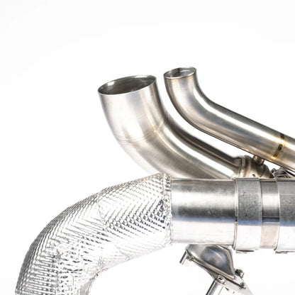 JCR | Porsche 992 CARRERA / TURBO TITANIUM RACE PIPE (VALVED / HEAT SHIELDED CAT DELETES)